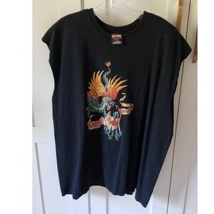 Harley Davidson T Shirt Mens XL Black Vintage Double Sided Dragon Eagle